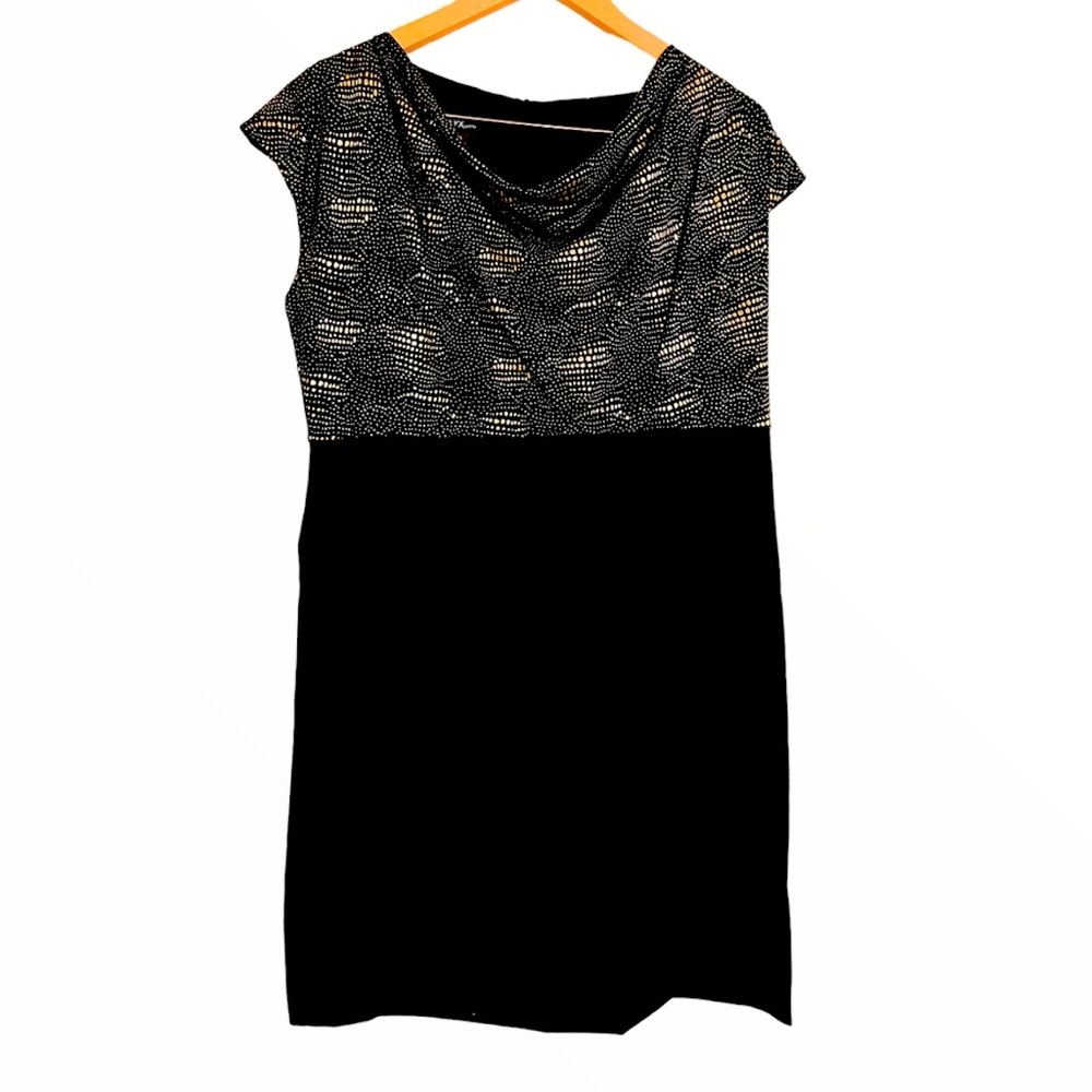 ALYX Black and Gold Cowl Neckline Sheath Dress